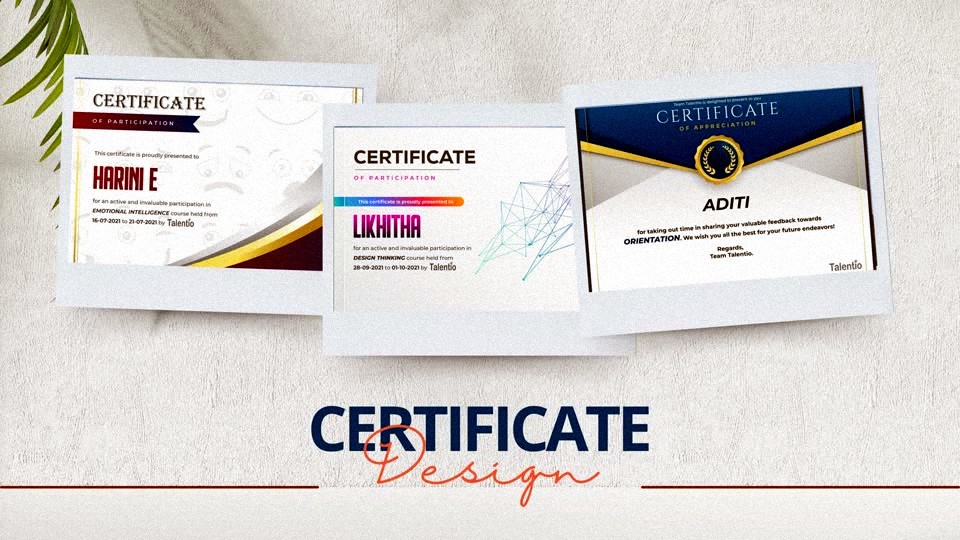 Certificates Design for Talentio Students, cover image